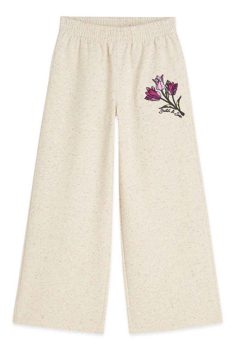 Kids' Embroidered Fleece Wide Leg Pants, Main, color, EGGNOG