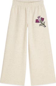 Scotch & Soda Kids' Embroidered Fleece Wide Leg Pants