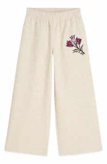 Kids' Embroidered Fleece Wide Leg Pants