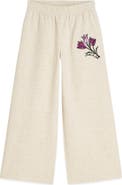 Scotch & Soda Kids' Embroidered Fleece Wide Leg Pants