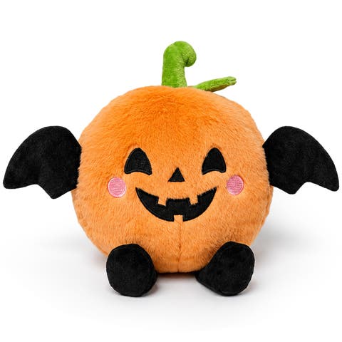 Halloween Bat Plush Toy 14" Soft Pumpkin Plush with Bat Wings, Cute Stuffed Animal Plushie, Holiday Gift Toys for Kids and Baby