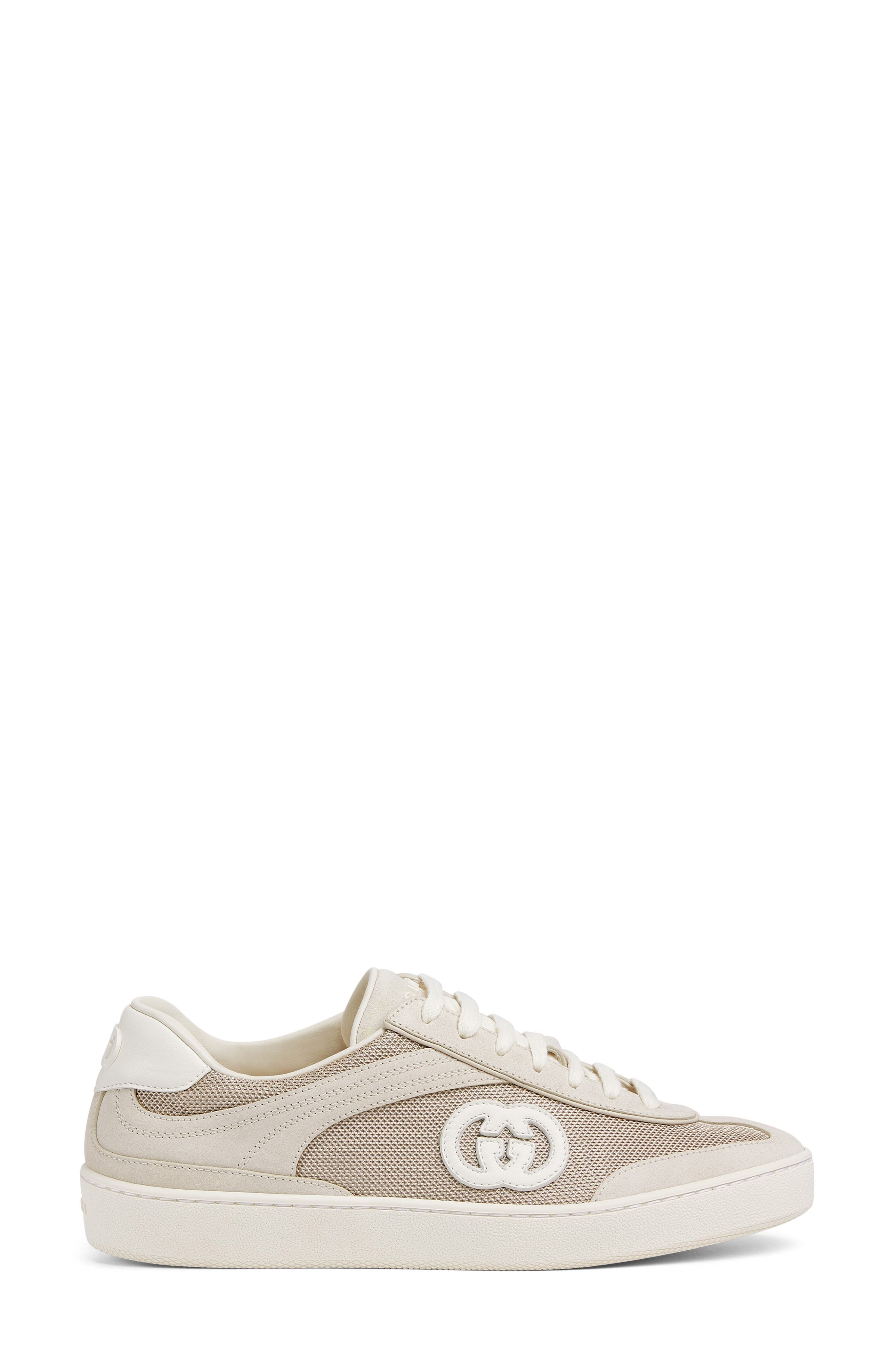 Gucci G75 GG Suede & Knit Low Top Sneaker, Alternate, color, Sand