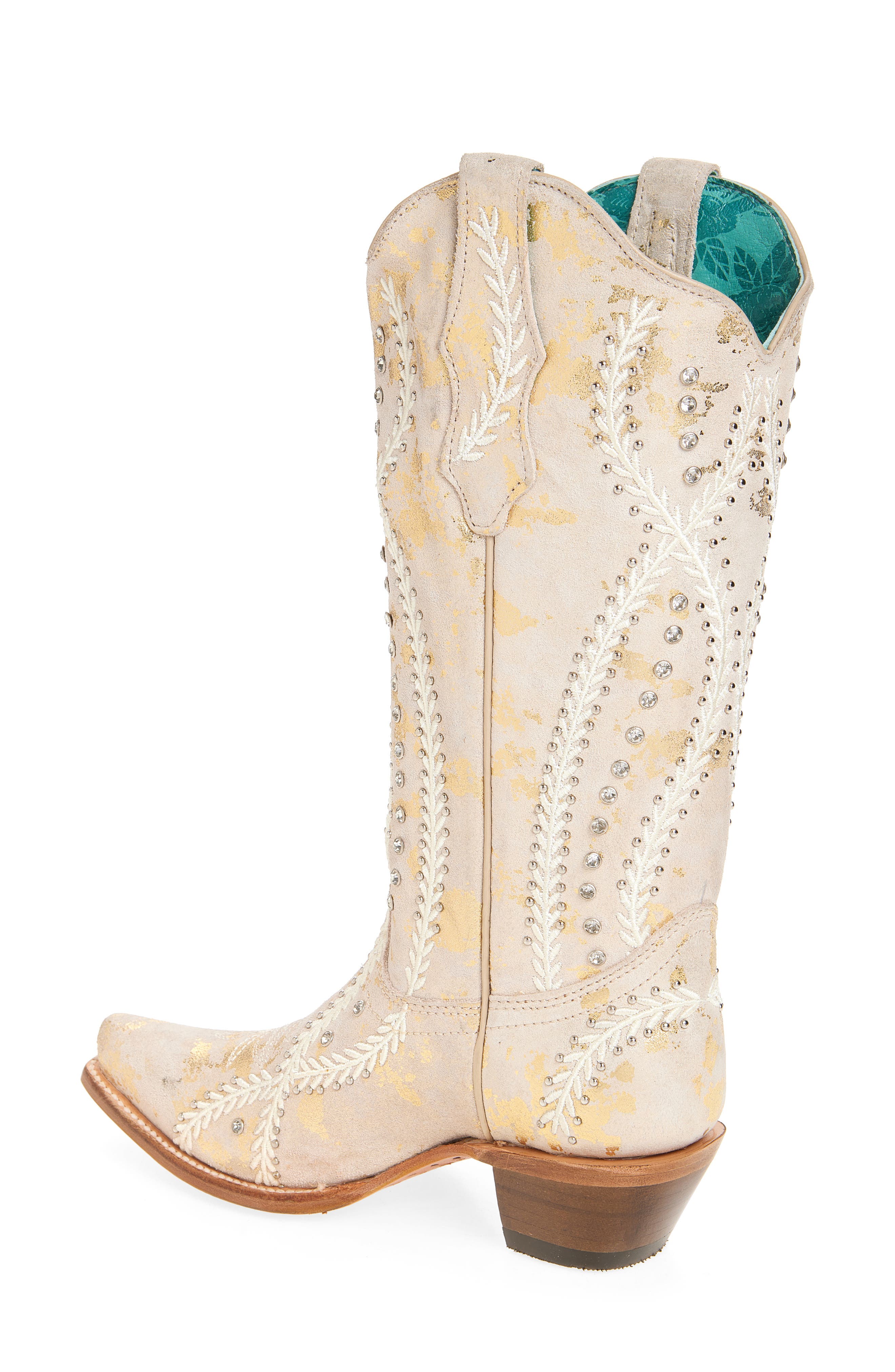 CORRAL Metallic Embroidered Western Boot, Alternate, color, 