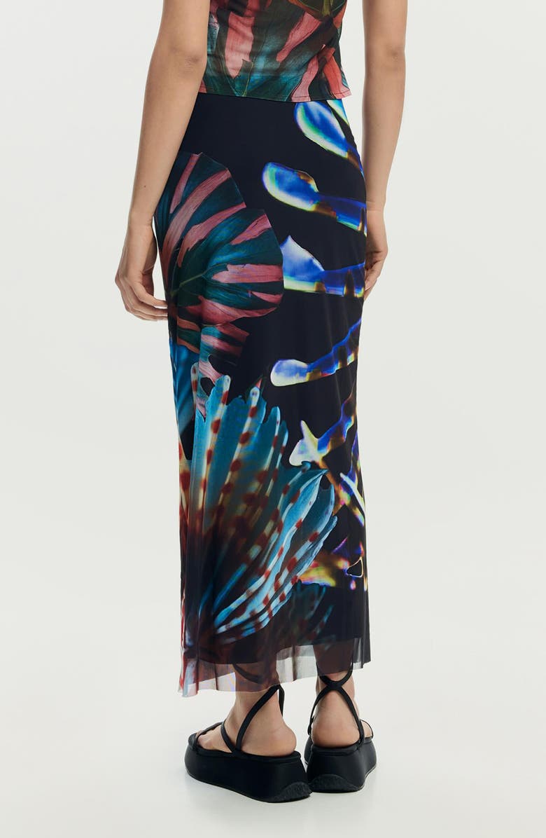 Desigual Graphic Mesh Maxi Skirt, Alternate, color, Black