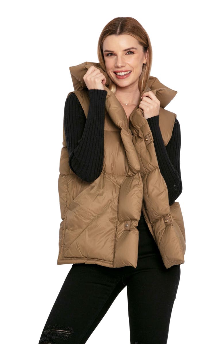 Belle & Bloom Over My Head Hooded Puffer Vest, Alternate, color, Khaki