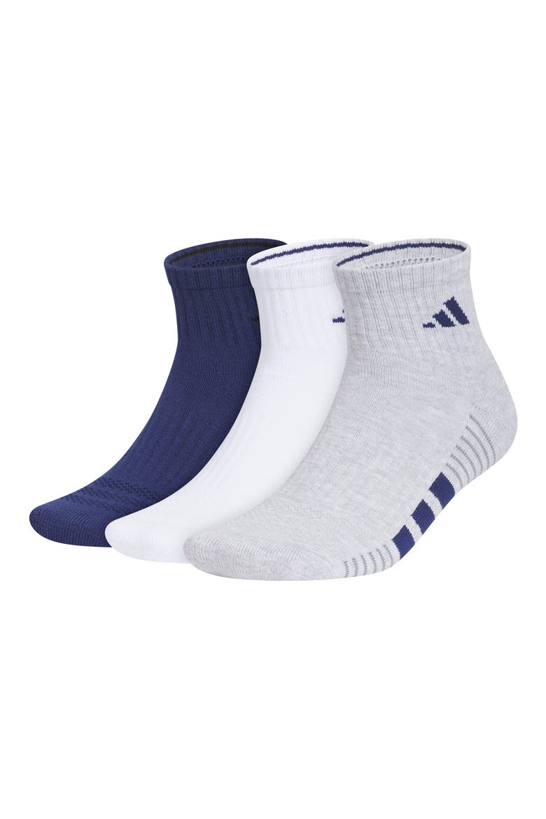 Cushioned 4.0 3-Pack Quarter Socks, Main, color, DARK BLUE/ WHITE/ HEATHER