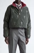 Thom Browne Crop Lobster Stitch Corduroy Reversible Down Jacket