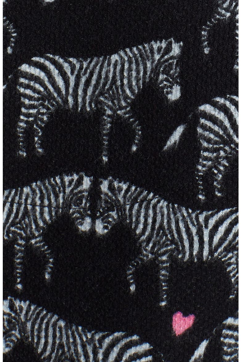 Cozy Appliqué Thermal Pajamas, Alternate, color, BLACK ZEBRA