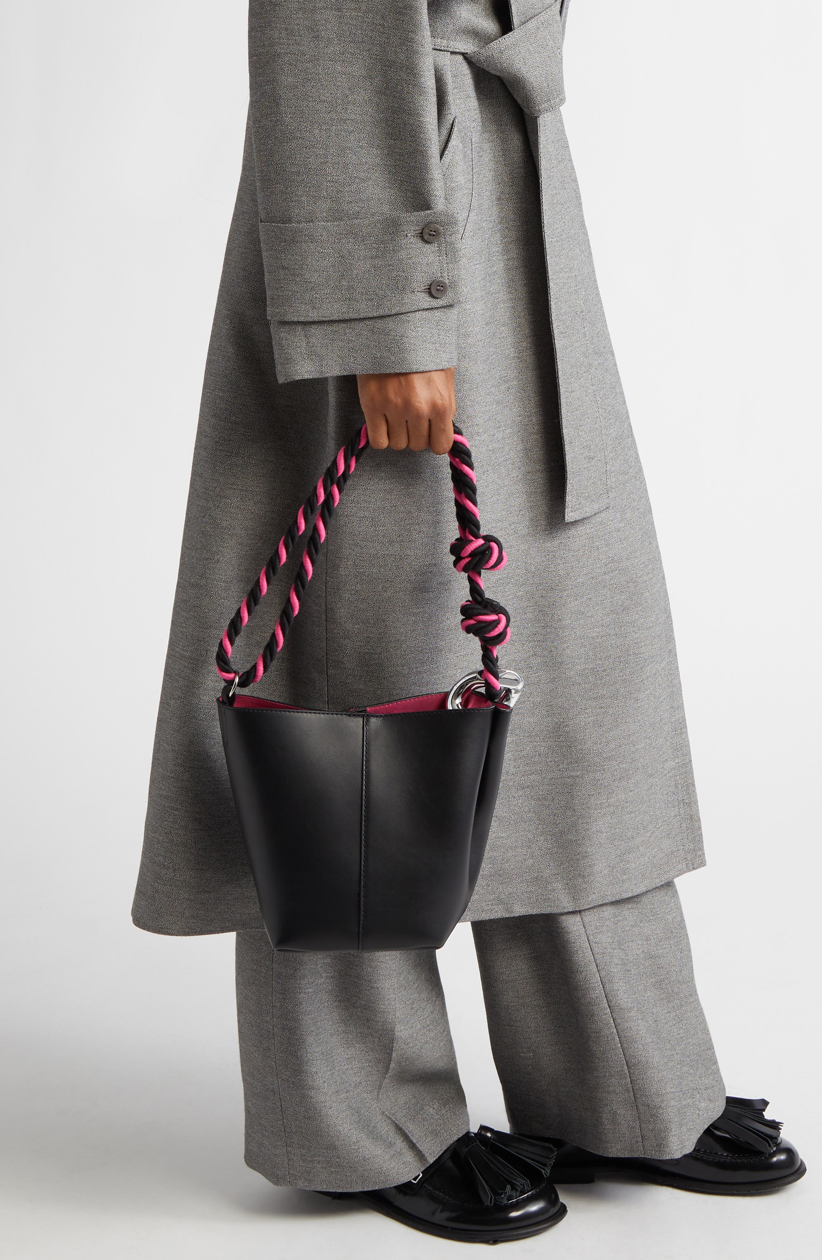 JW Anderson The JWA Small Corner Leather Bucket Bag, Alternate, color, 