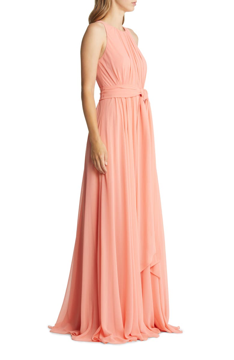 Badgley Mischka Collection Pleated Georgette Gown, Alternate, color, 