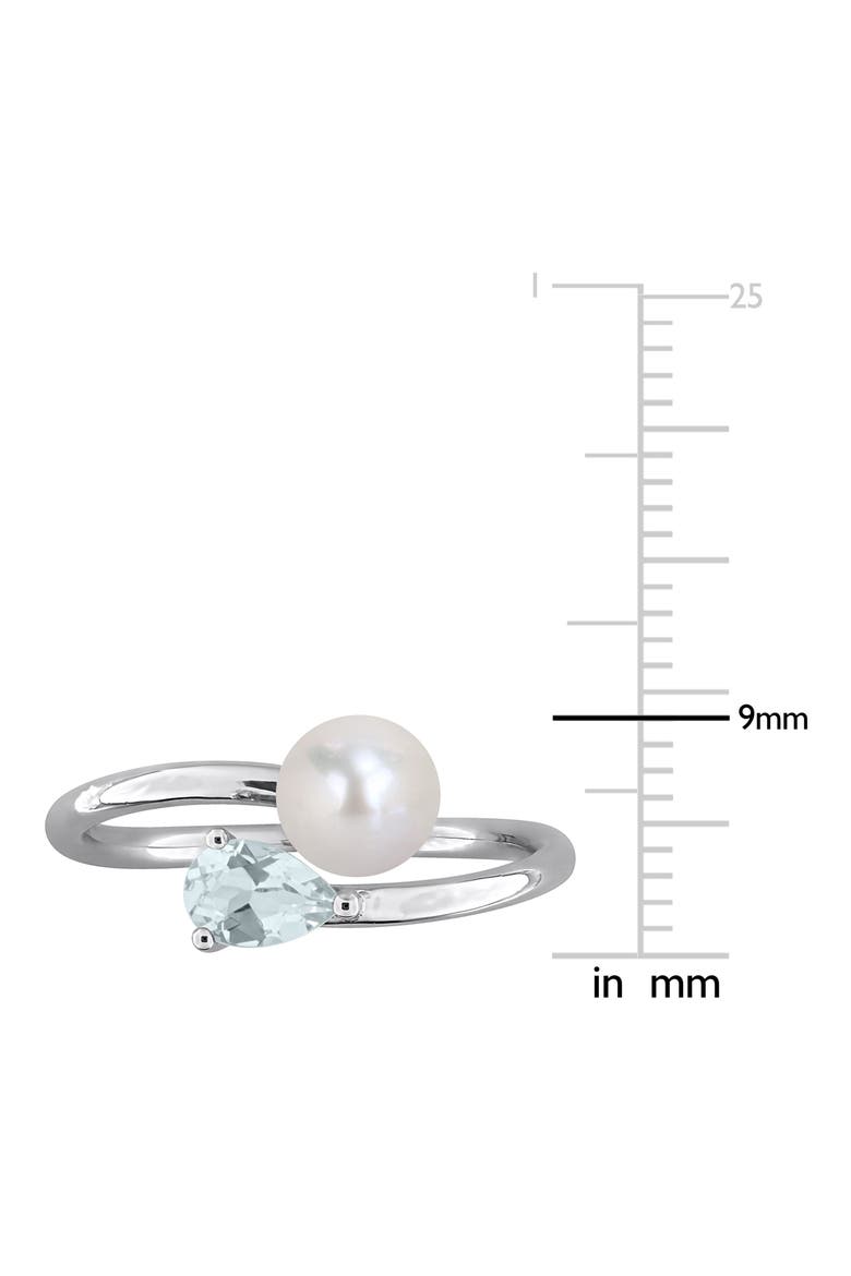 Cultured Pearl & Aquamarine Crossover Ring, Alternate, color, BLUE