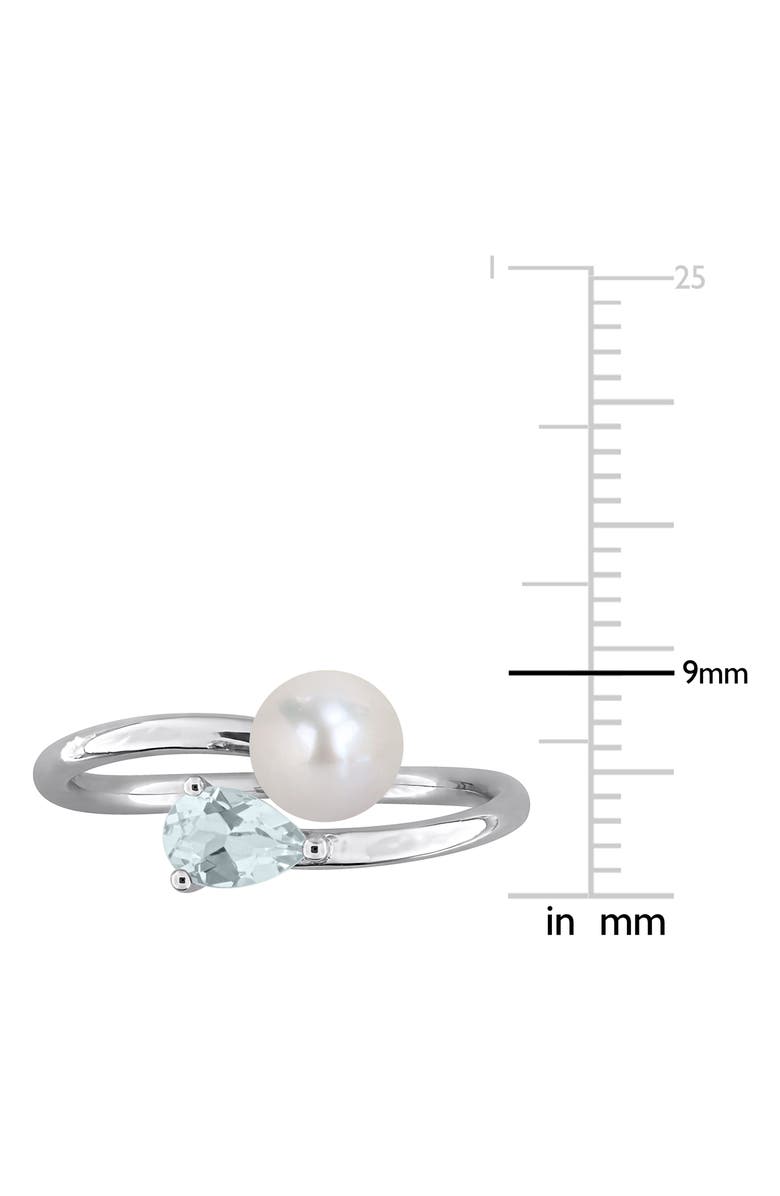 DELMAR Cultured Pearl & Aquamarine Crossover Ring, Alternate, color, Blue