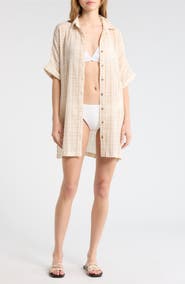 Rip Curl Paradise Check Cover-Up Shirtdress