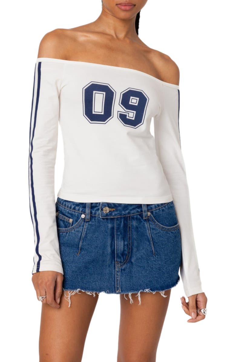 EDIKTED '90s Off the Shoulder Top, Main, color, White