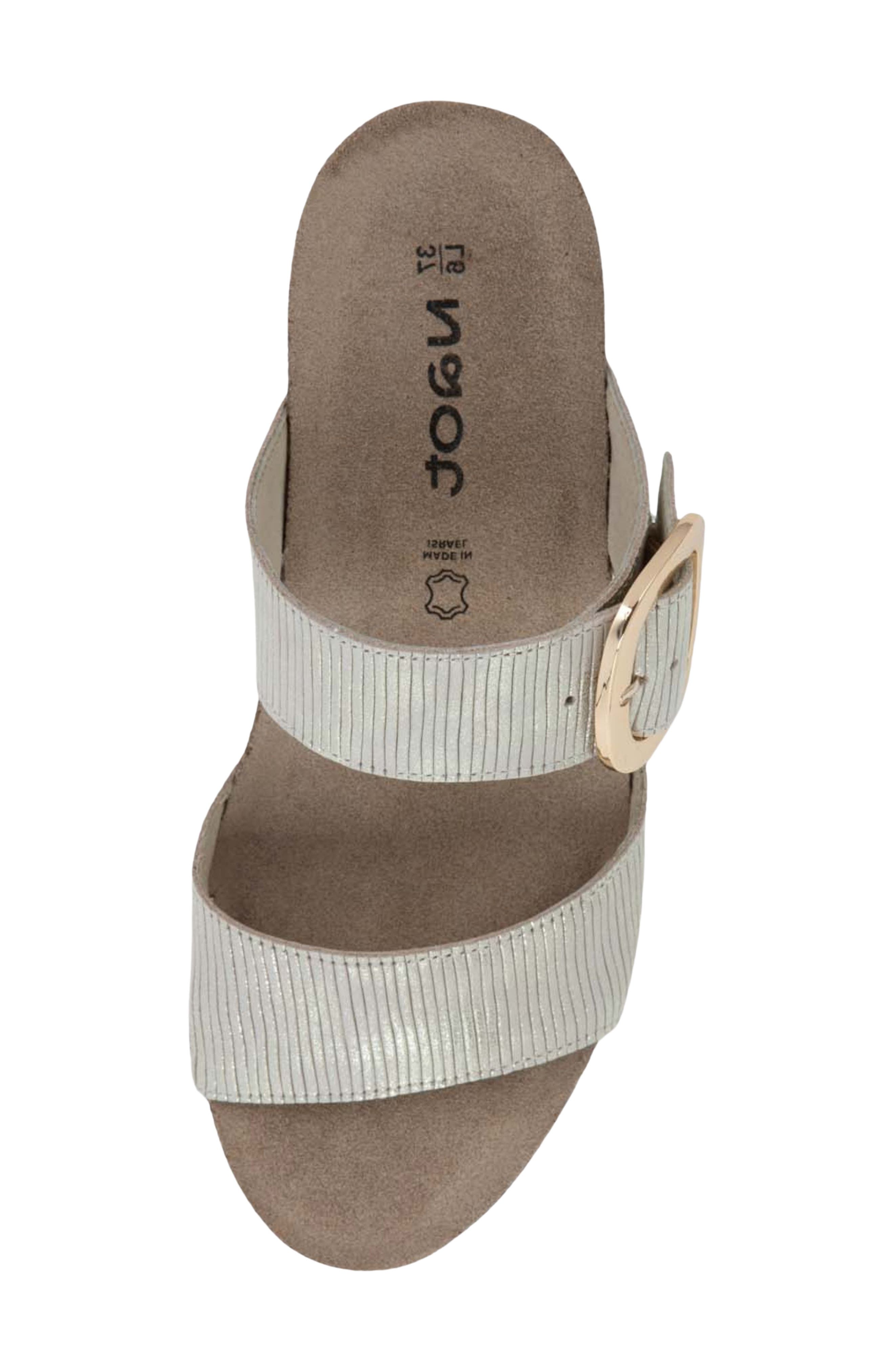 Naot Magic Wedge Sandal, Alternate, color, Platinum Striped