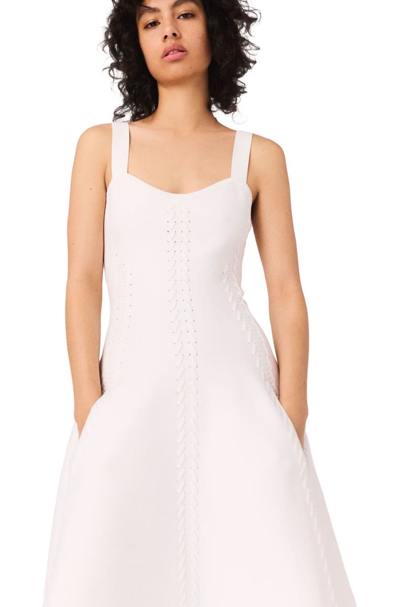 maje Knit midi dress, Alternate, color, White