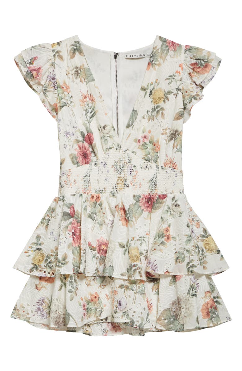 Alice + Olivia Kessie Tiered Ruffle Romper, Alternate, color, Sweet Nothings