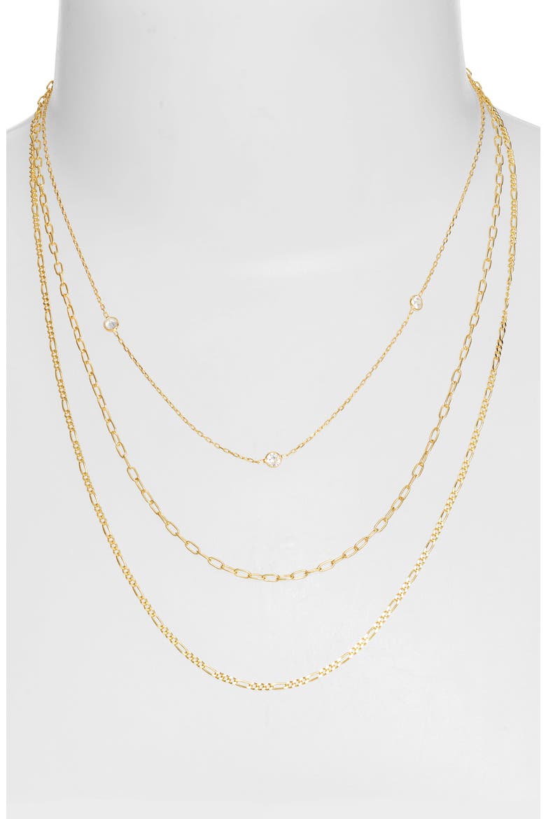 Sterling Silver Layered Necklace, Alternate, color, GOLD