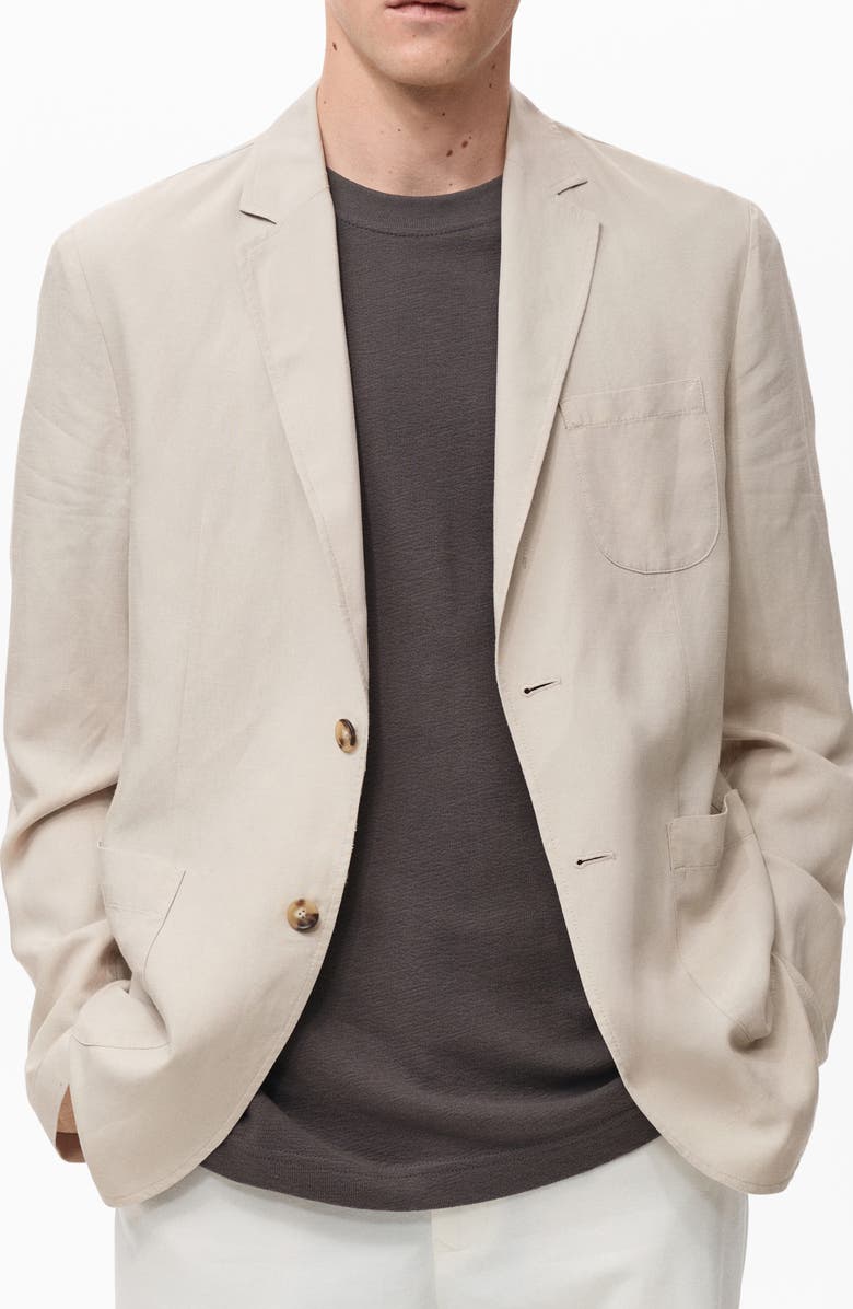 MANGO Slim Fit Slub Lyocell & Linen Suit Jacket, Main, color, Ecru