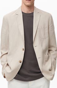 MANGO Slim Fit Slub Lyocell & Linen Suit Jacket
