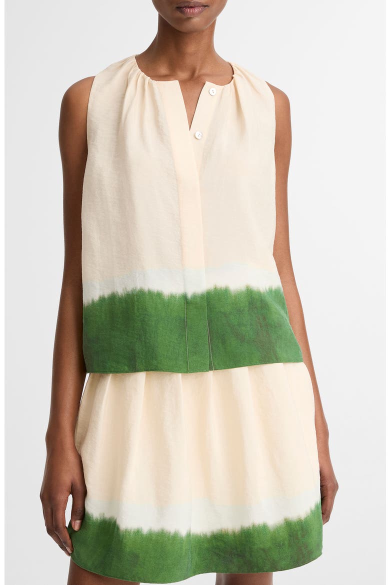 Dip Dye Sleeveless Button-Up Shirt, Main, color, PORCELAIN/ HERBAL