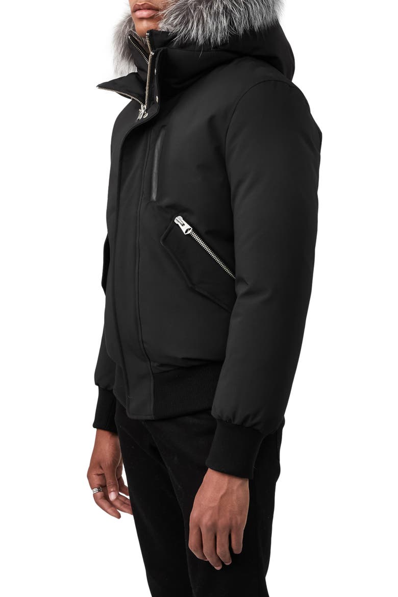 Dixon Down Bomber Jacket with Genuine Fox & Rabbit Fur Trim, Alternate, color, BLACK/ SILVER