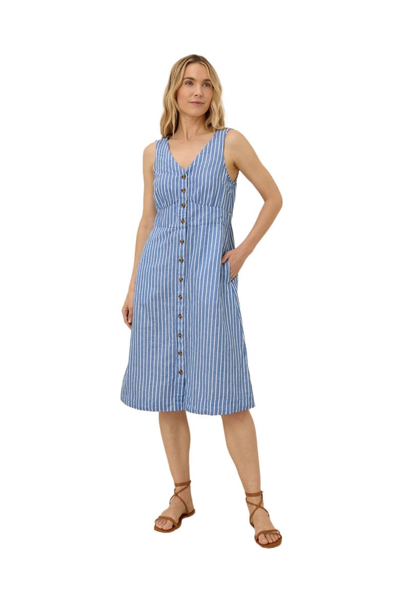 Canopy Linen Blend Button-Front Dress Made with Organic Cotton, Alternate, color, Bondi Stripe