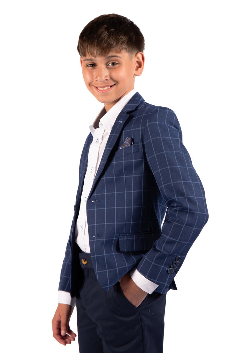 Kids' Windowpane Sport Coat, Alternate, color, NAVY