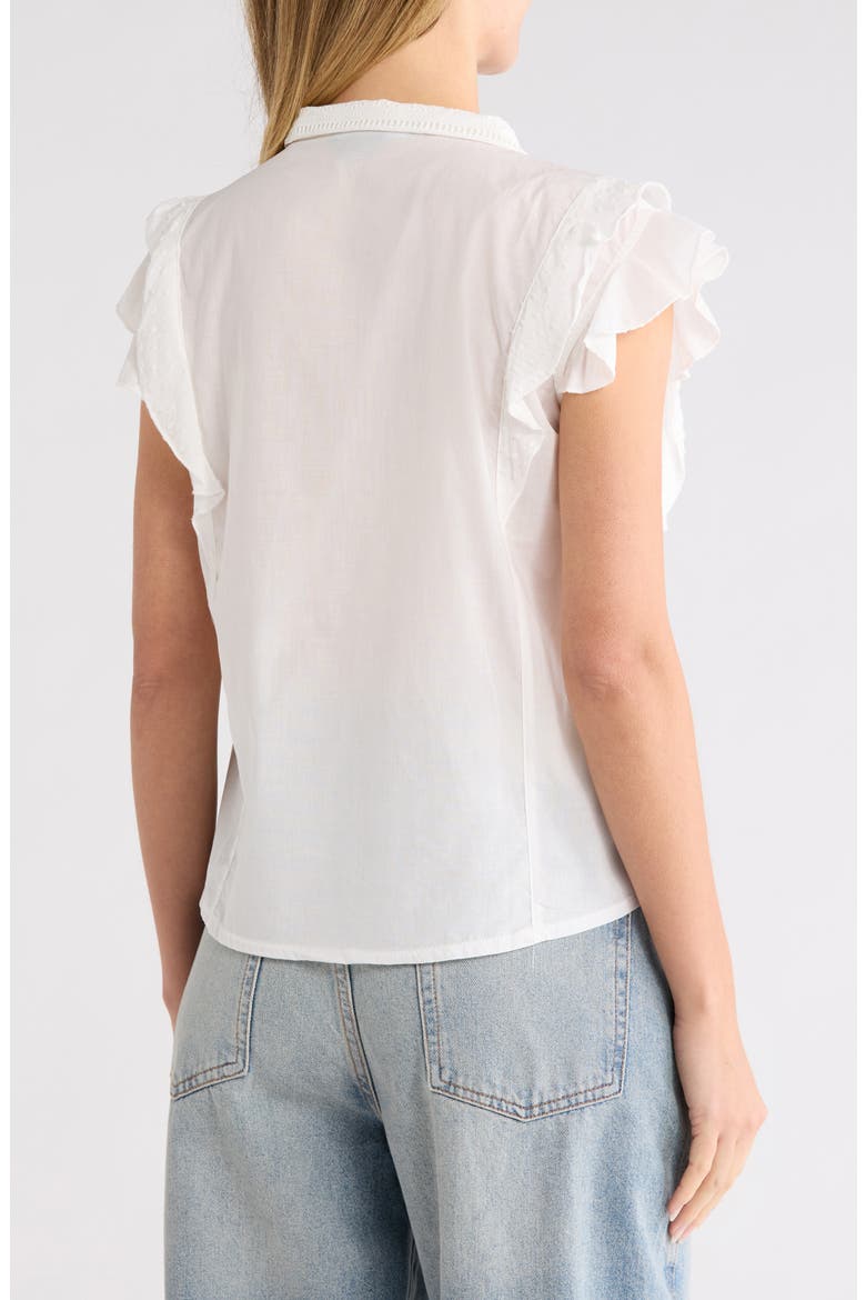 Mixed Media Cotton Eyelet Top, Alternate, color, WHITE
