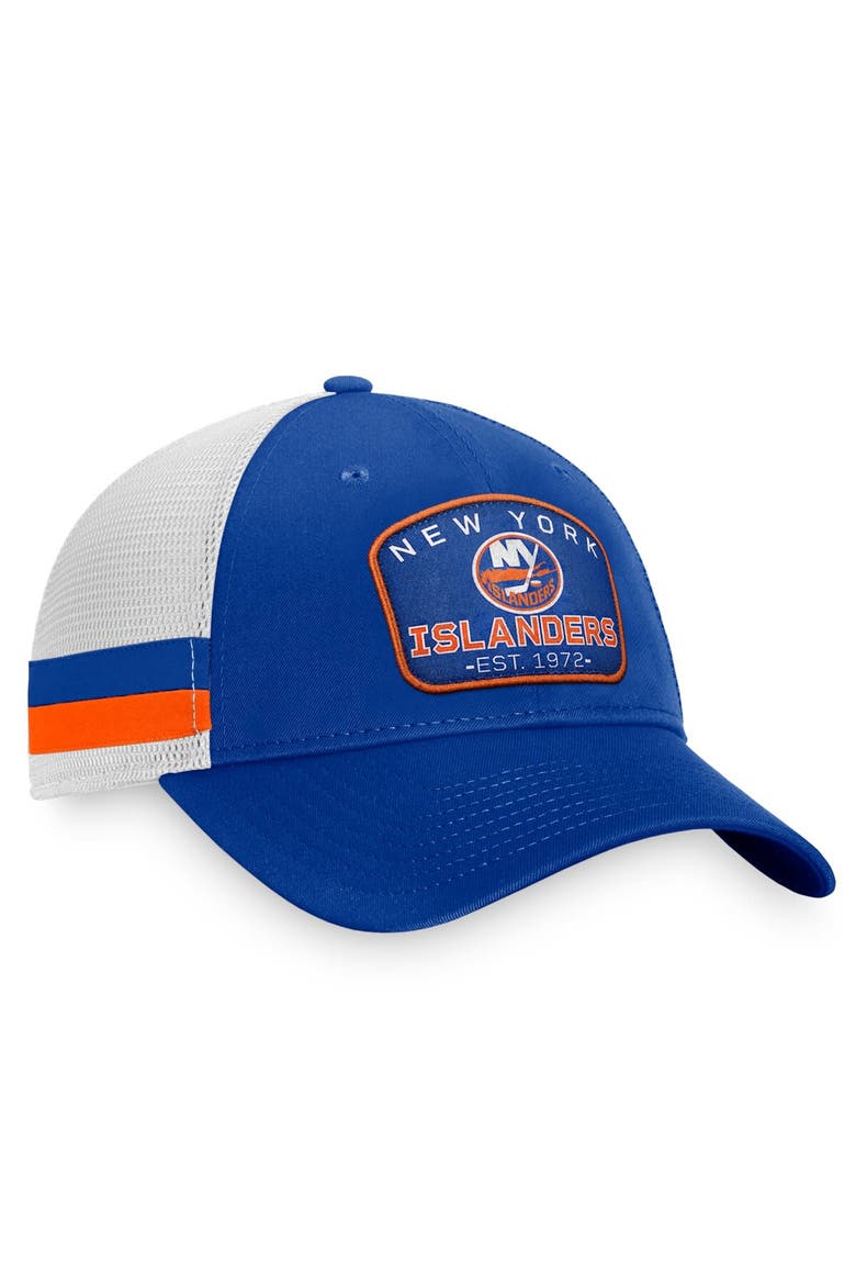 Men's Fanatics Branded Royal/White New York Islanders Fundamental Striped Trucker Adjustable Hat, Alternate, color, Royal