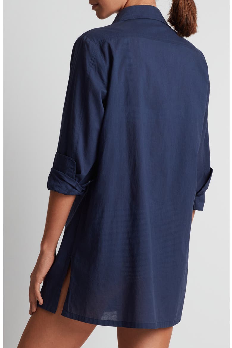Embroidered Logo Organic Cotton Cover-Up Shirtdress, Alternate, color, DARK NAVY