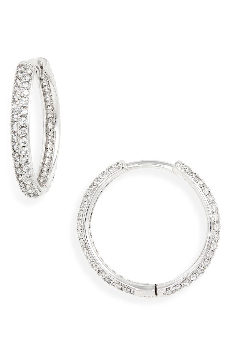 Nordstrom Thin Pavé Hoop Earrings, Main, color, 