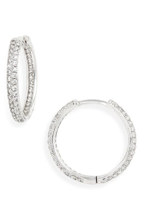 Thin Pavé Hoop Earrings