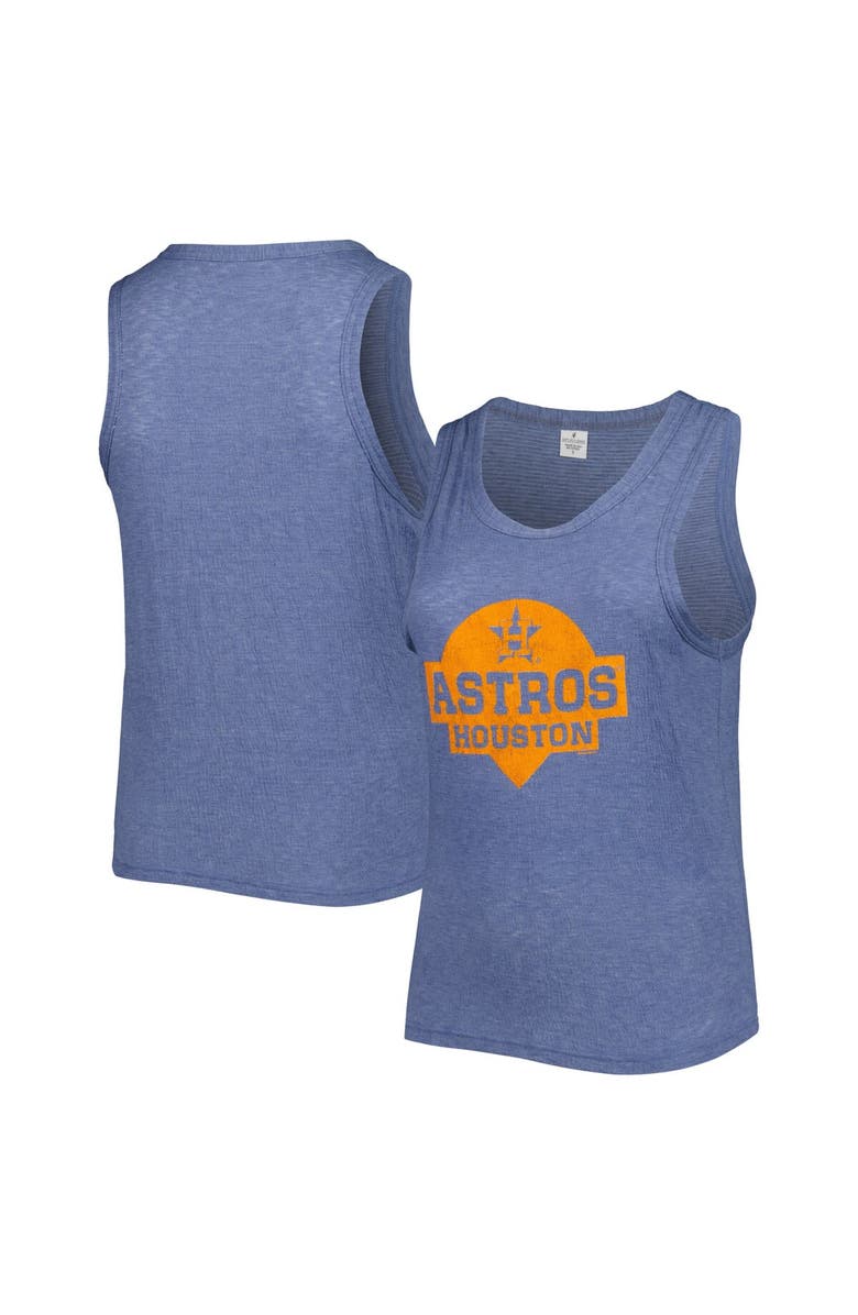 SOFT AS A GRAPE Women's Soft as a Grape Navy Houston Astros Plus Size High Neck Tri-Blend Tank Top, Main, color, Navy