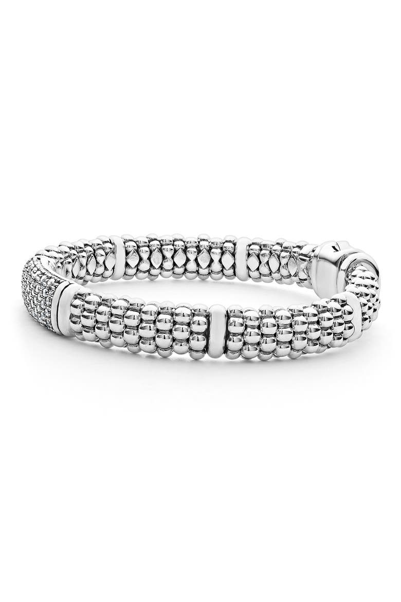 Signature Caviar Pavé Diamond Rope Bracelet, Alternate, color, SILVER DIAMOND