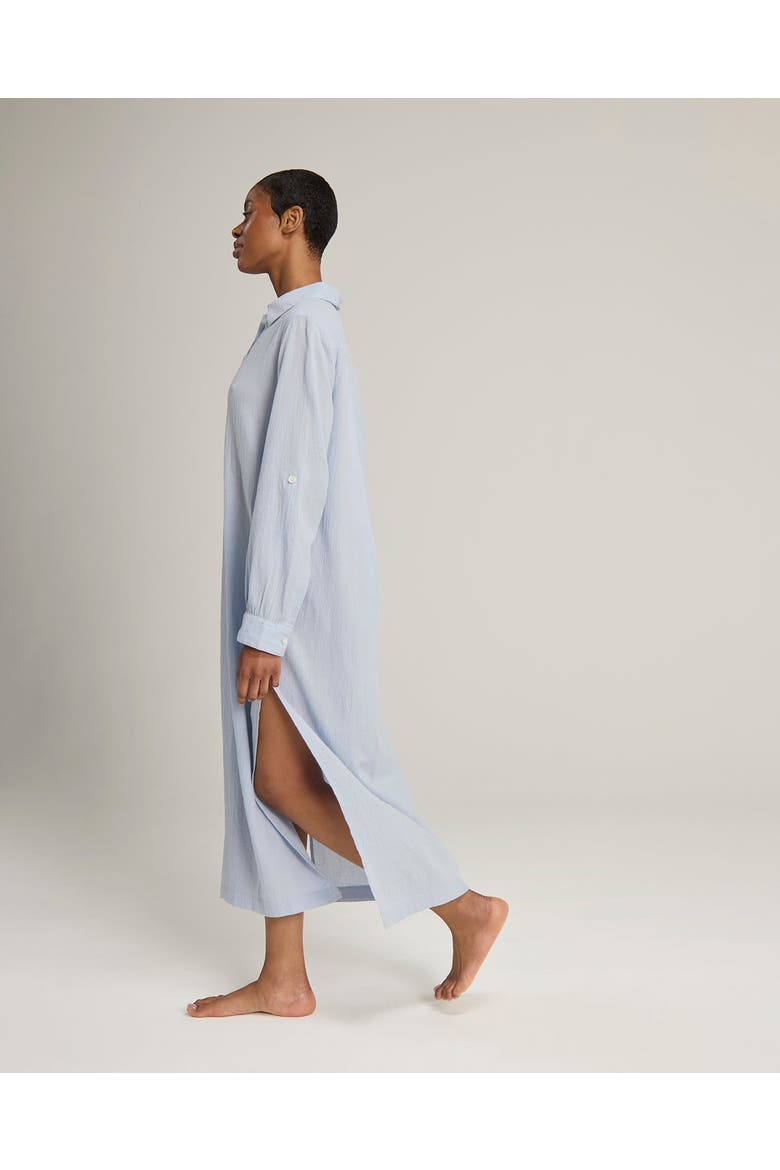 The Long Sleeve Maxi Shirt, Alternate, color, Navy Blue Stripe
