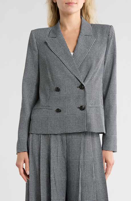 L'AGENCE Atmore Houndstooth Double Breasted Blazer