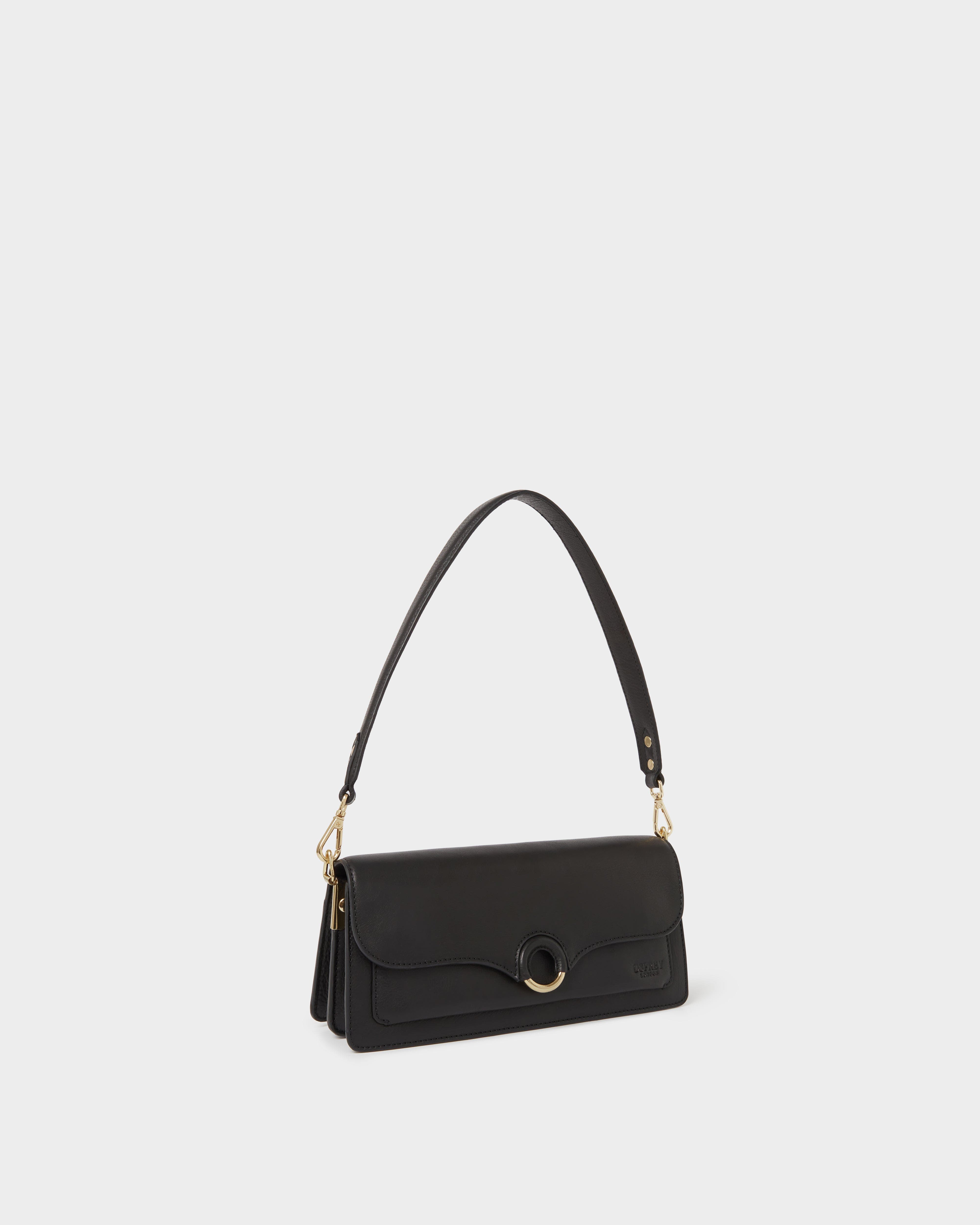 Osprey London The Marlow Leather Shoulder Bag, Alternate, color, Black