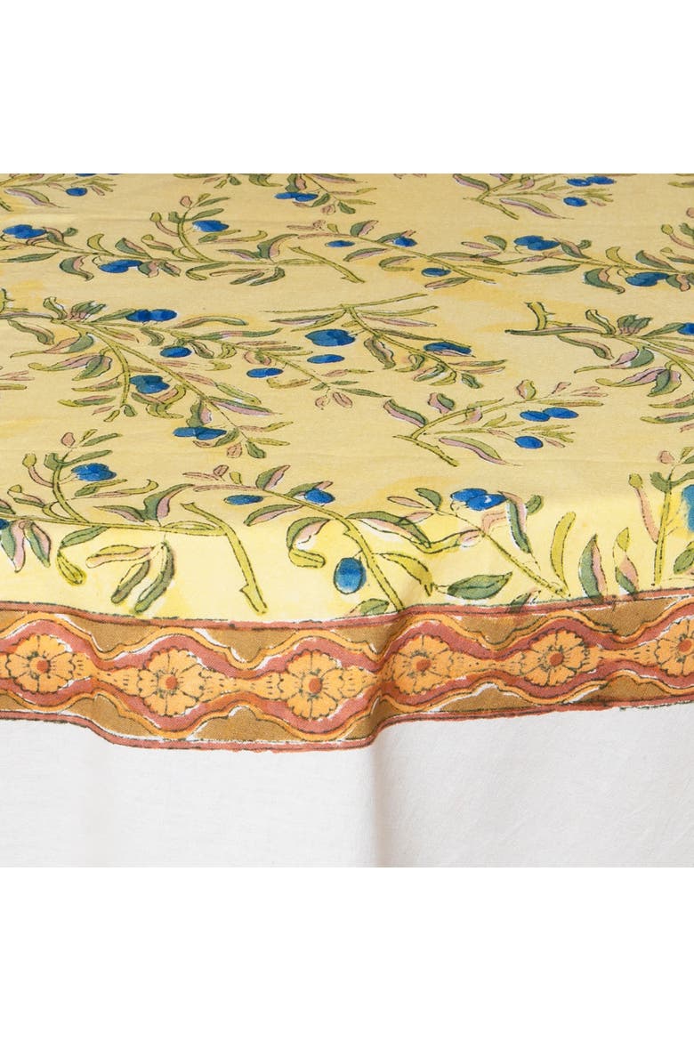 Olive Tree Tablecloth, Alternate, color, Khaki/Blue 70" Round