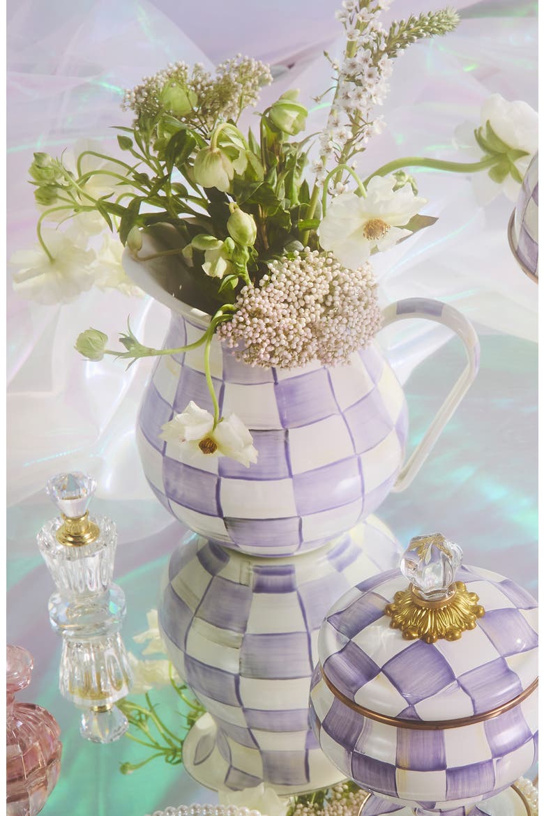Violet Check Enameled Steel 3-Quart Pitcher, Alternate, color, VIOLET