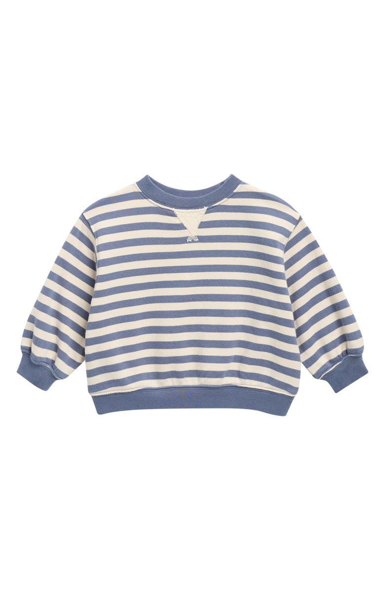 Rylee + Cru Marine Stripe Oversize Cotton Sweatshirt, Main, color, Marine