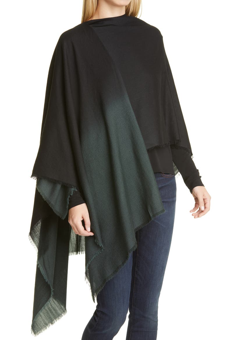 Ombré Poncho Wrap, Alternate, color, FOREST NIGHT