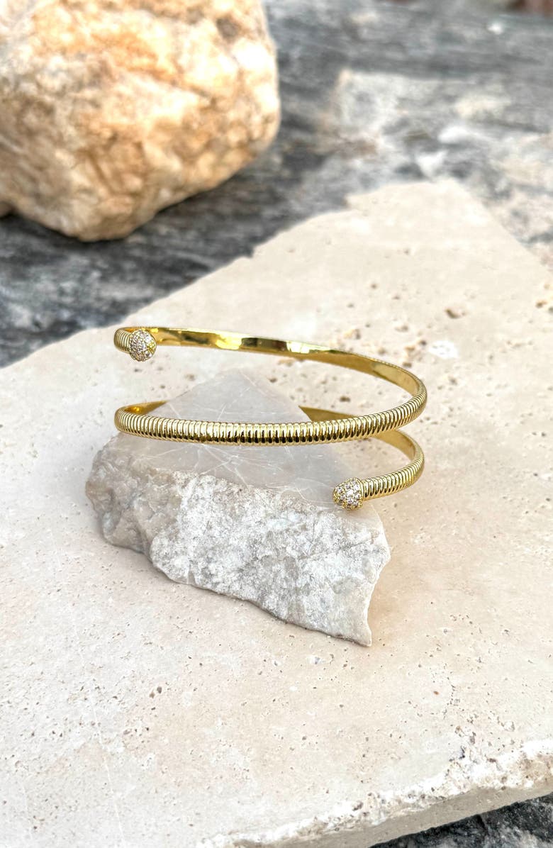 Adornia Cubic Zirconia Textured Wrap Bracelet, Alternate, color, Gold