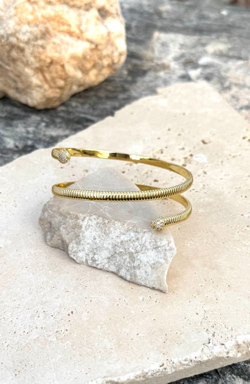 Adornia Cubic Zirconia Textured Wrap Bracelet In Gold