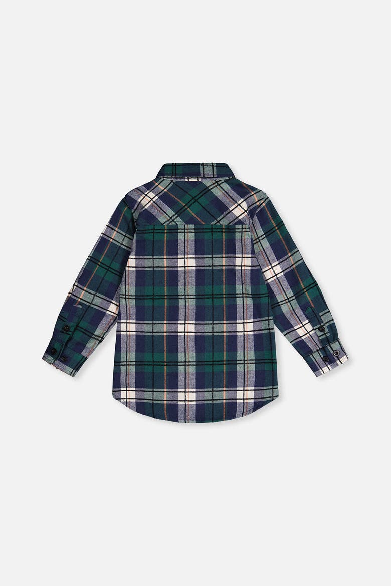 Plaid Button Front Shirt Collar Shirt, Alternate, color, Blue and Green Checks