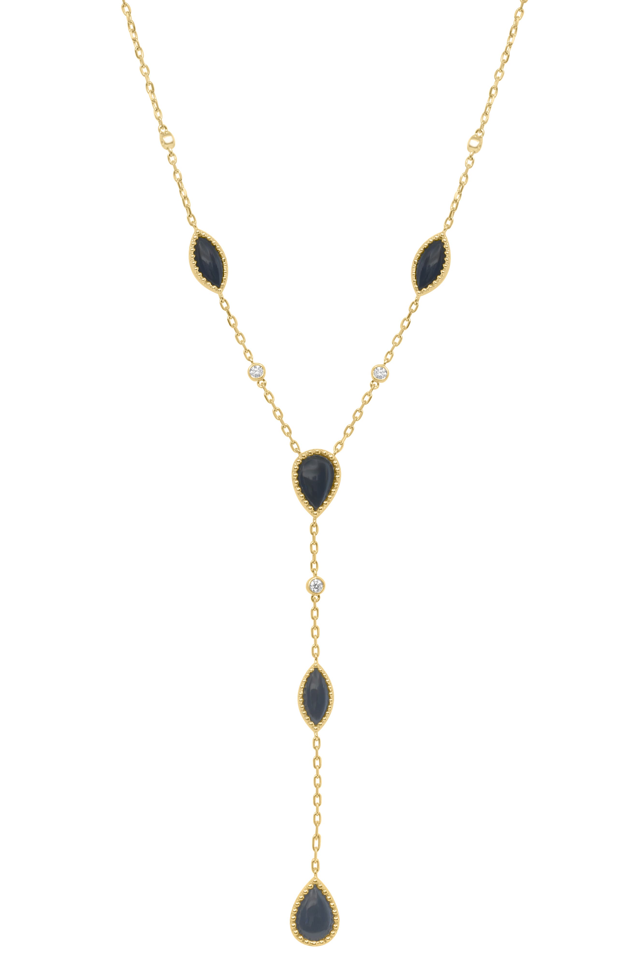 Onyx & Diamond Station Y-Necklace