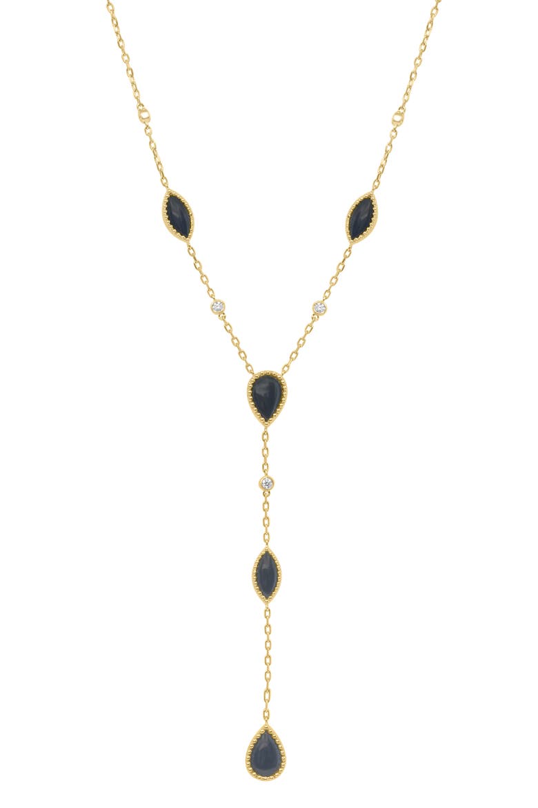 Onyx & Diamond Station Y-Necklace, Main, color, BLACK