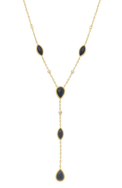 Onyx & Diamond Station Y-Necklace