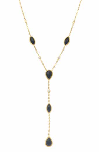 Onyx & Diamond Station Y-Necklace