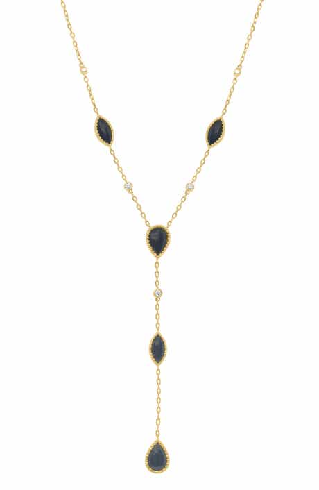 Onyx & Diamond Station Y-Necklace